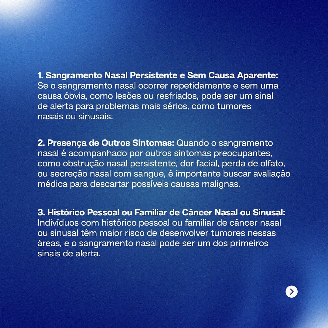 O sangramento nasal, também conhecido como epistaxe, é um sintoma comum que pode ter diversas causas, desde condições benignas até problemas mais graves, como o câncer.