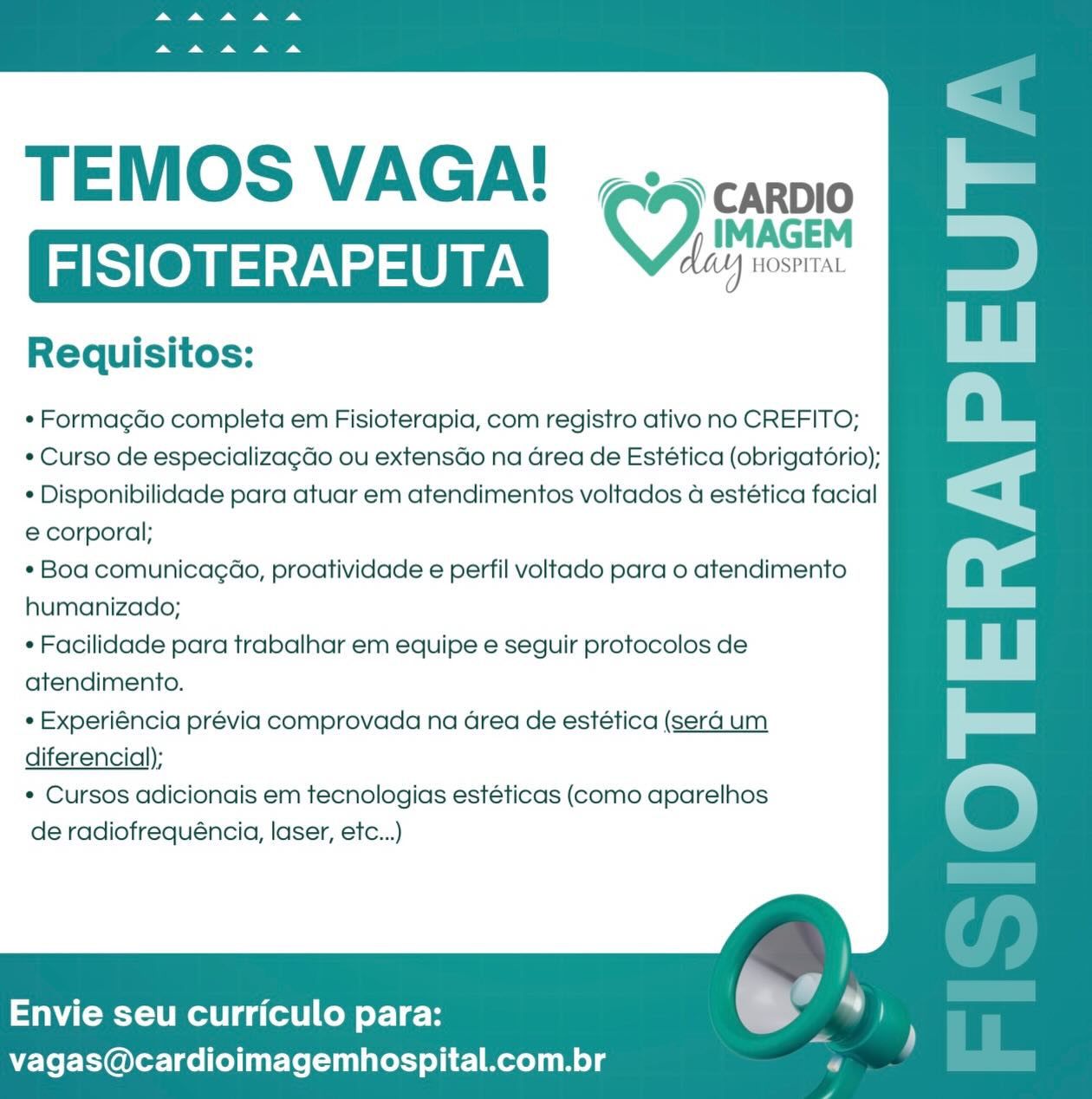 Oportunidade na área de Fisioterapia Estética!