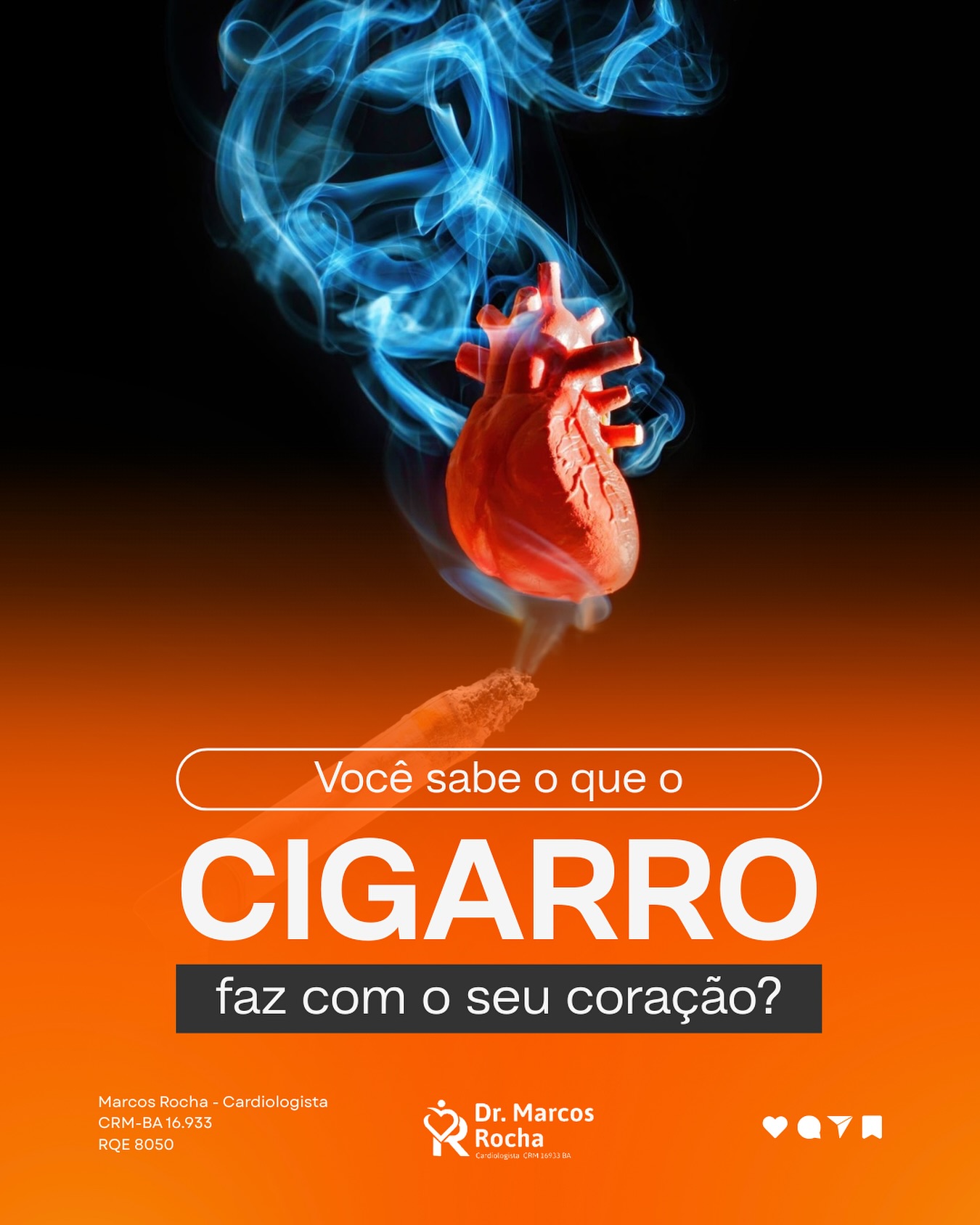 Cuide do seu coração. Abandone o cigarro e ganhe mais qualidade de vida.