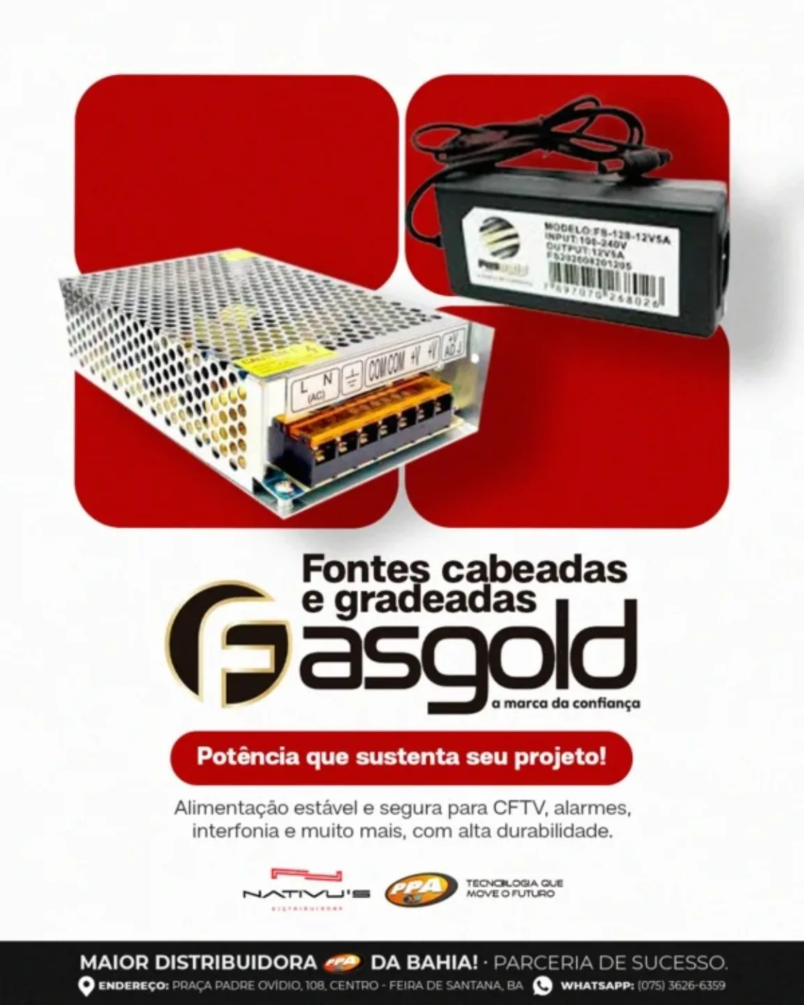 Quer qualidade de verdade? Passe na Nativu’s e escolha Fontes Cabeadas e Gradeadas Fasgold