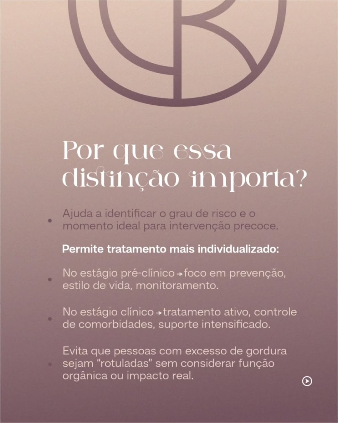 Obesidade clínica x Obesidade pré - clínica