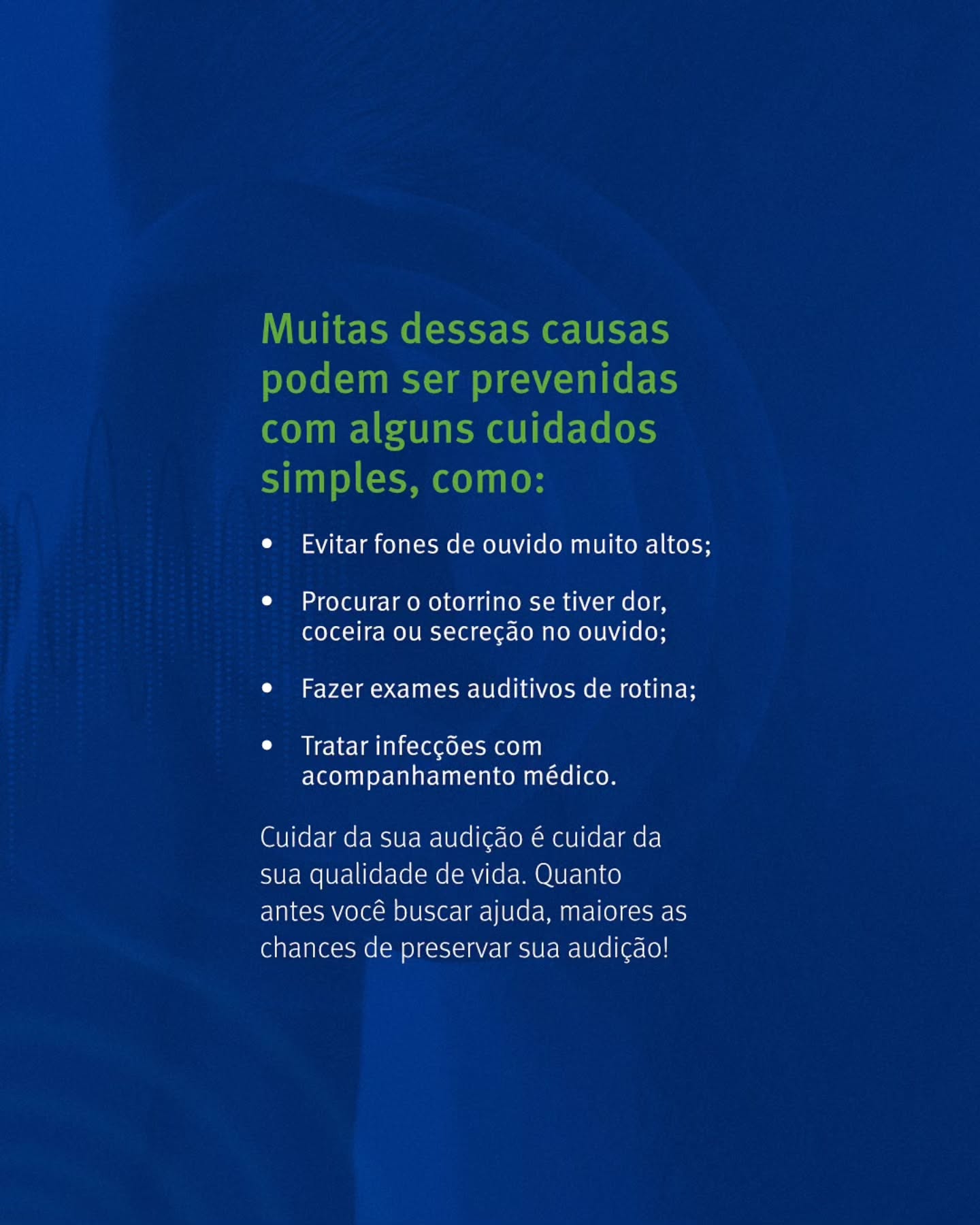 No Dia Nacional de Prevenção da Surdez (10/11), queremos te lembrar da importância de cuidar da sua audição