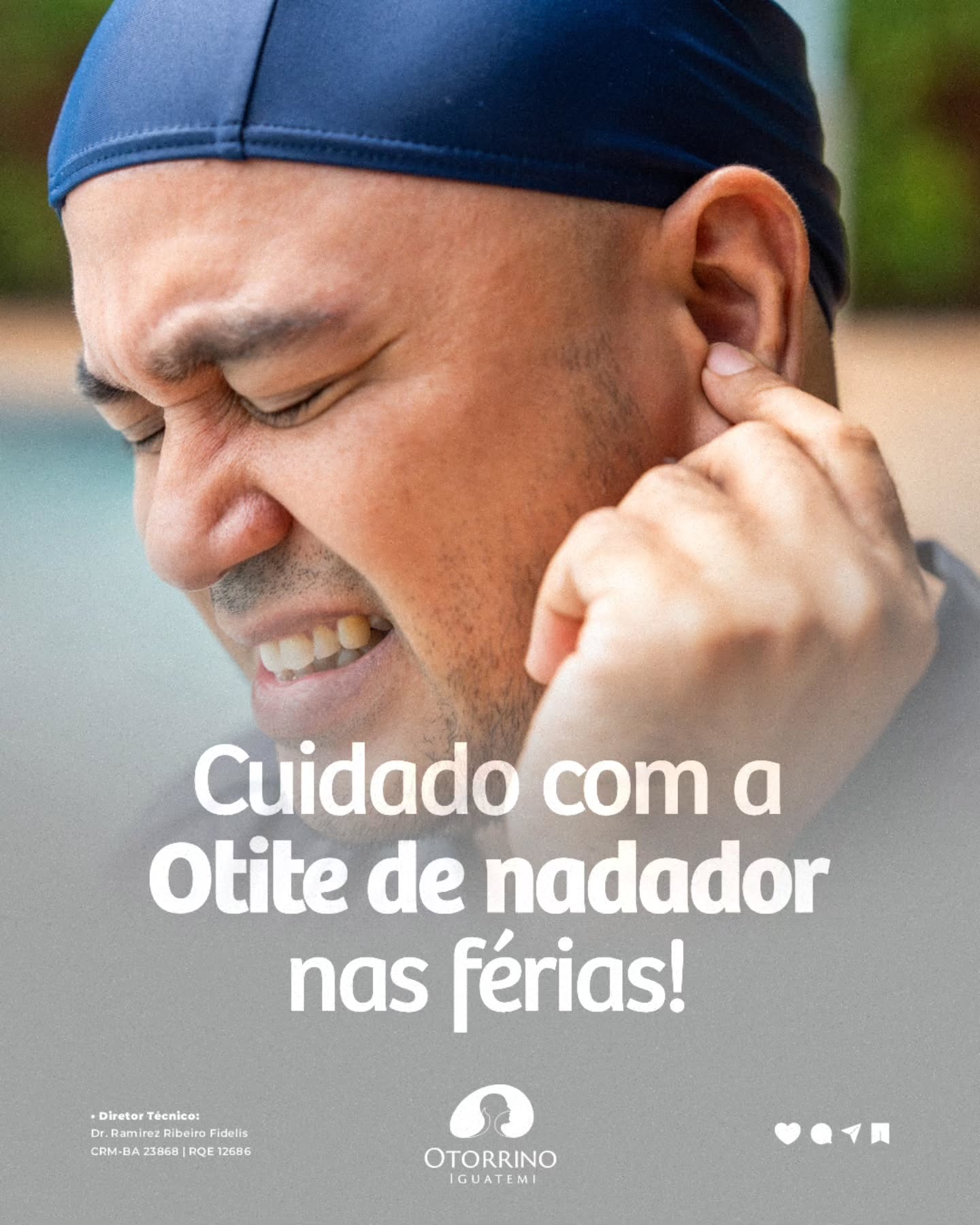 Cuiddo com otite de nadador nas férias.