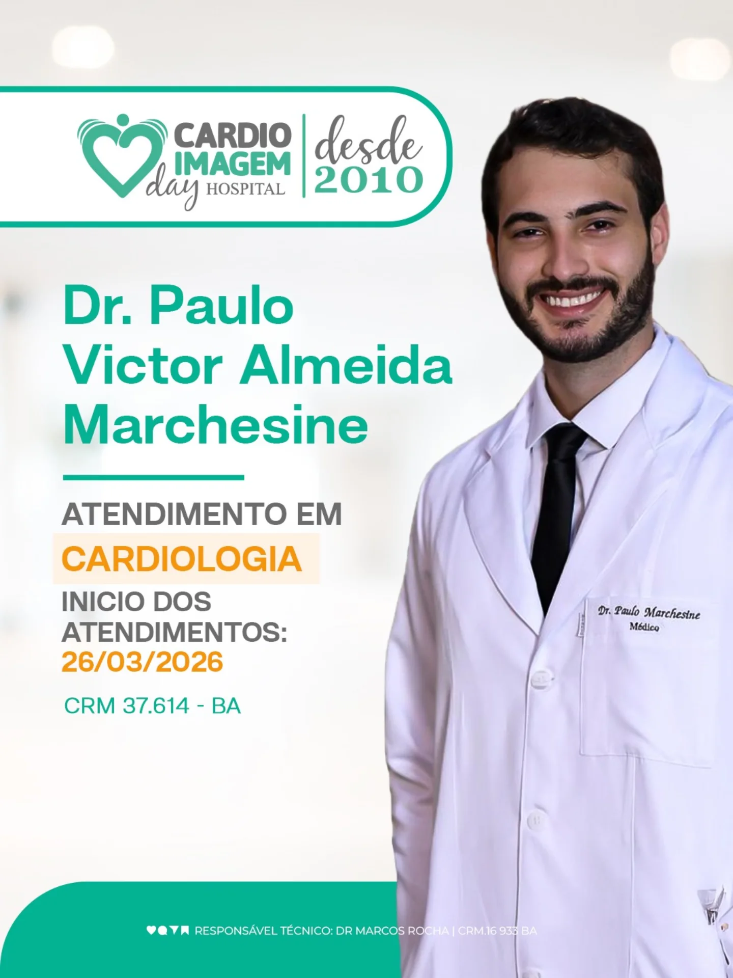 Apresentamos o Dr. Paulo Victor Almeida Marchesine), que realizará atendimentos em cardiologia