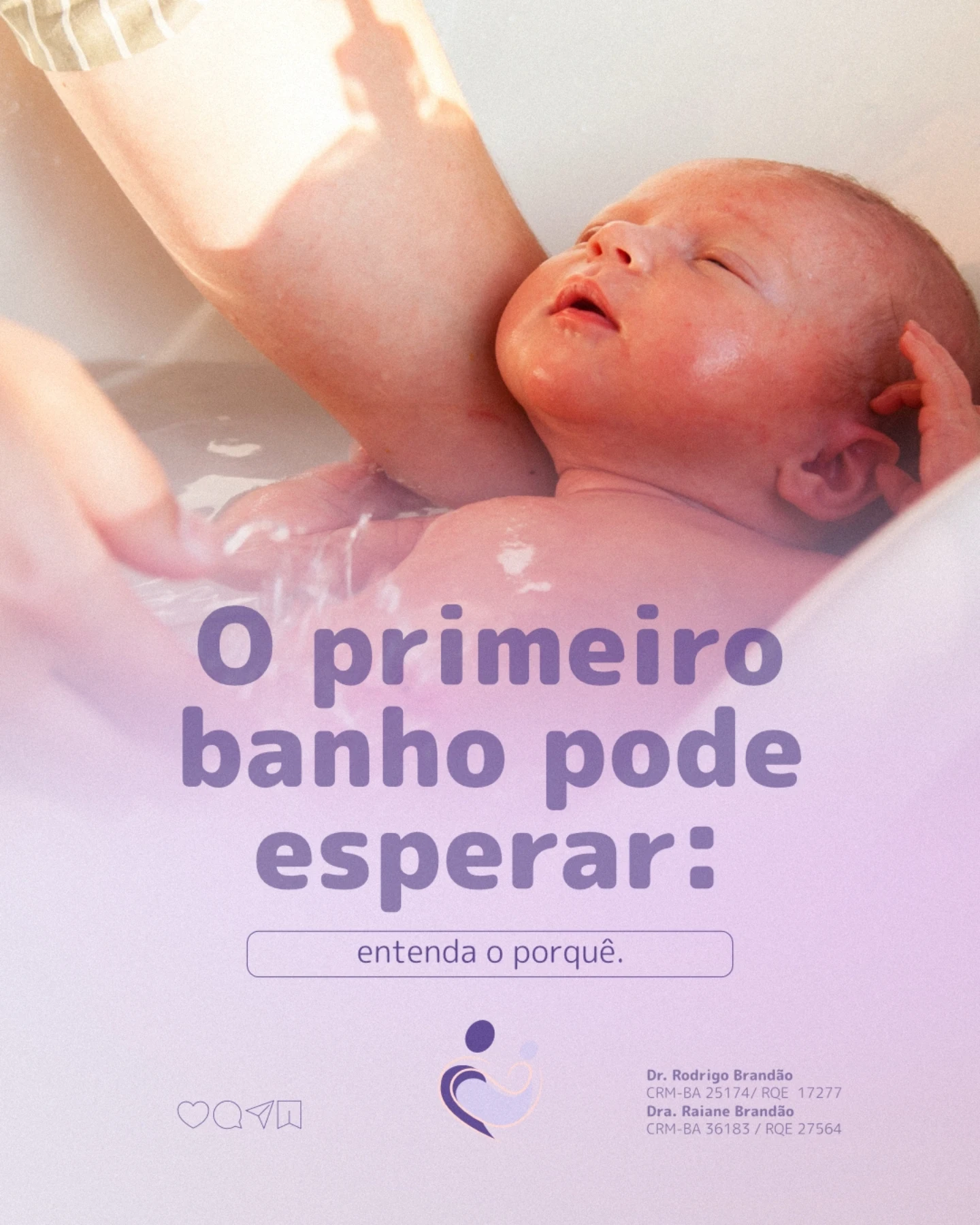 Você sabia que a pressa para o primeiro banho pode atrapalhar momentos vitais entre mãe e bebê? 