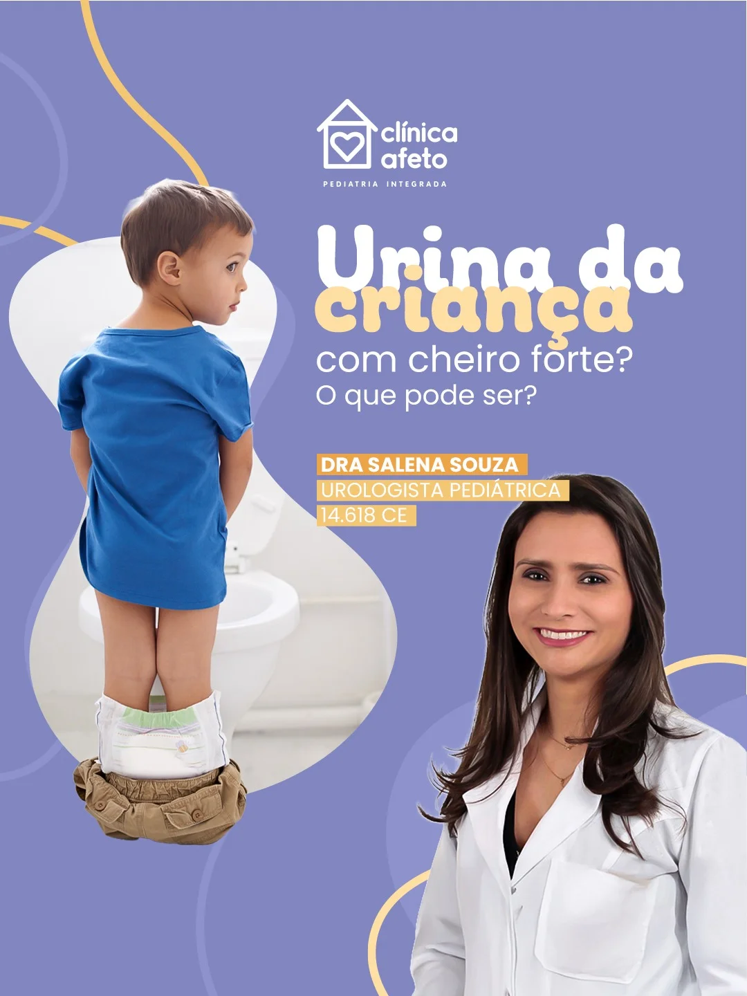 Urina da criança com cheiro forte chama a atenção e merece avaliação.
