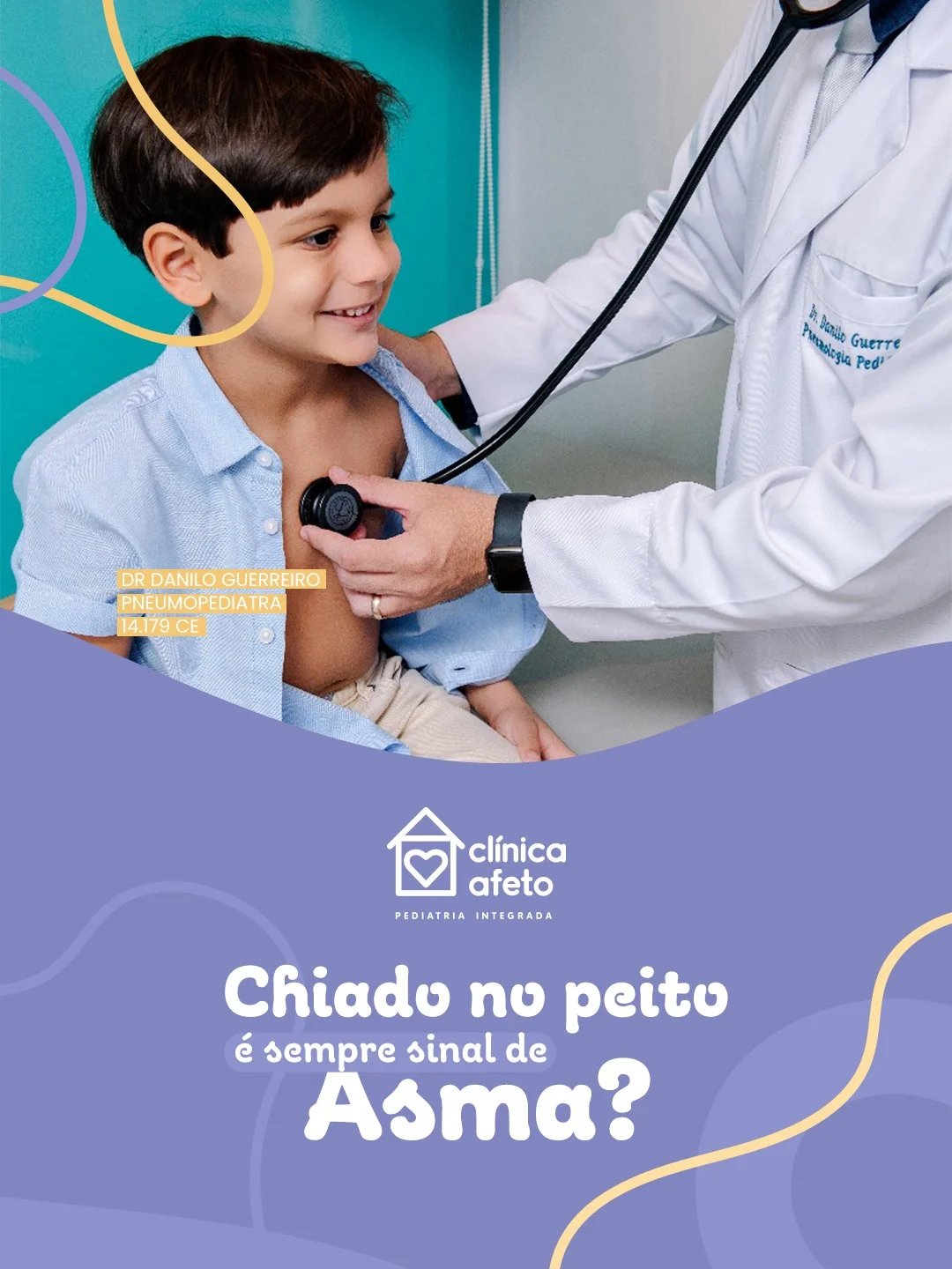 Em caso de chiado recorrente, agende uma avaliação com o nosso pneumopediatra Dr. Danilo Guerreiro.