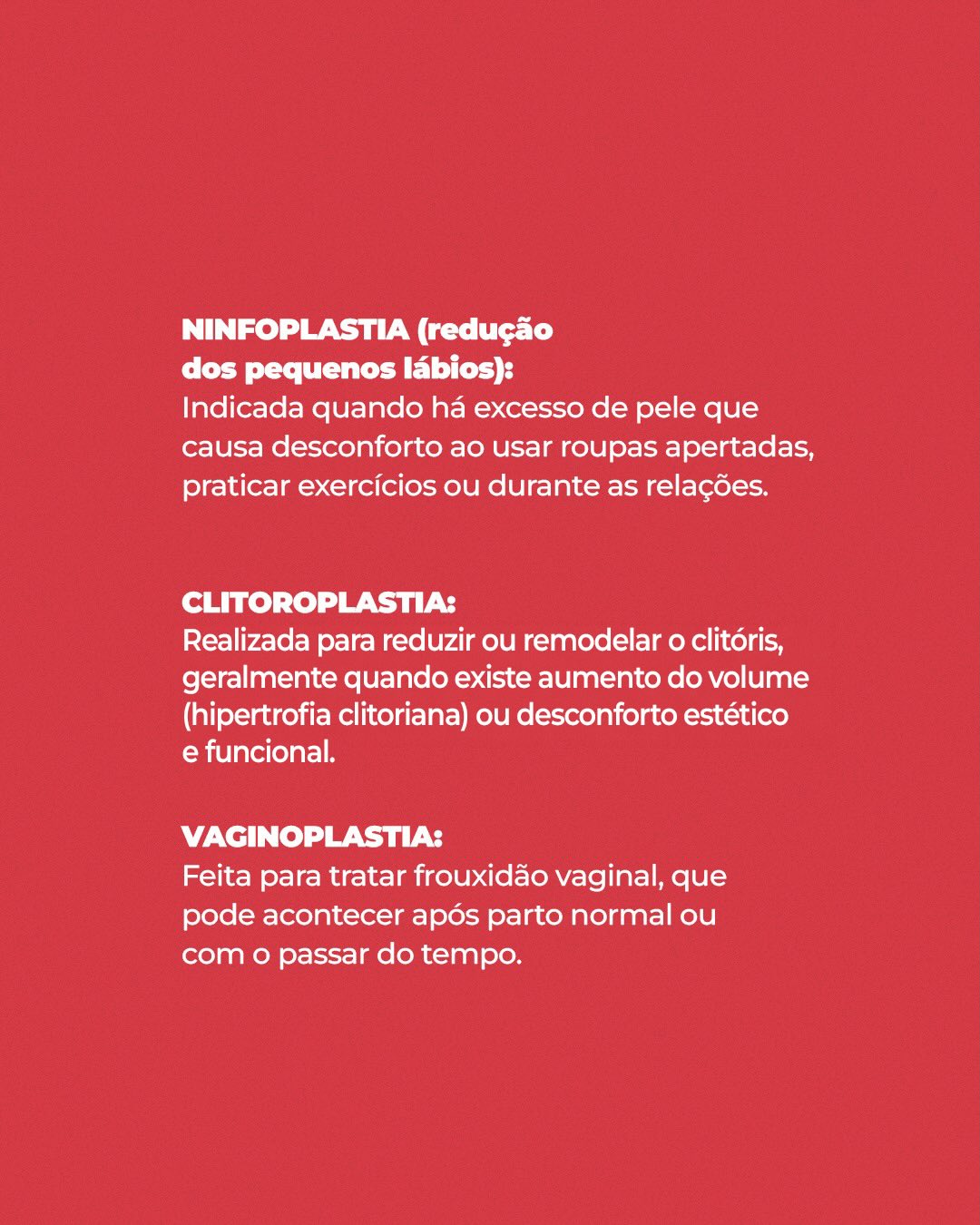 Quais são os tipos de cirurgia íntimas?