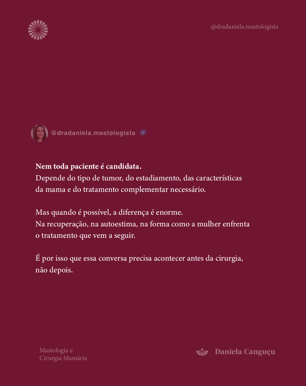 Acordar da cirurgia sem a mama!