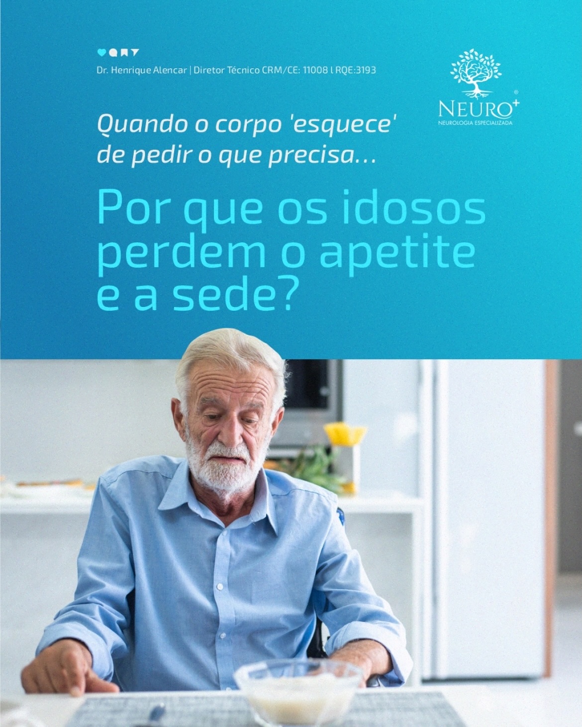Com o passar dos anos, o corpo passa por mudanças naturais que afetam a percepção de fome e sede.