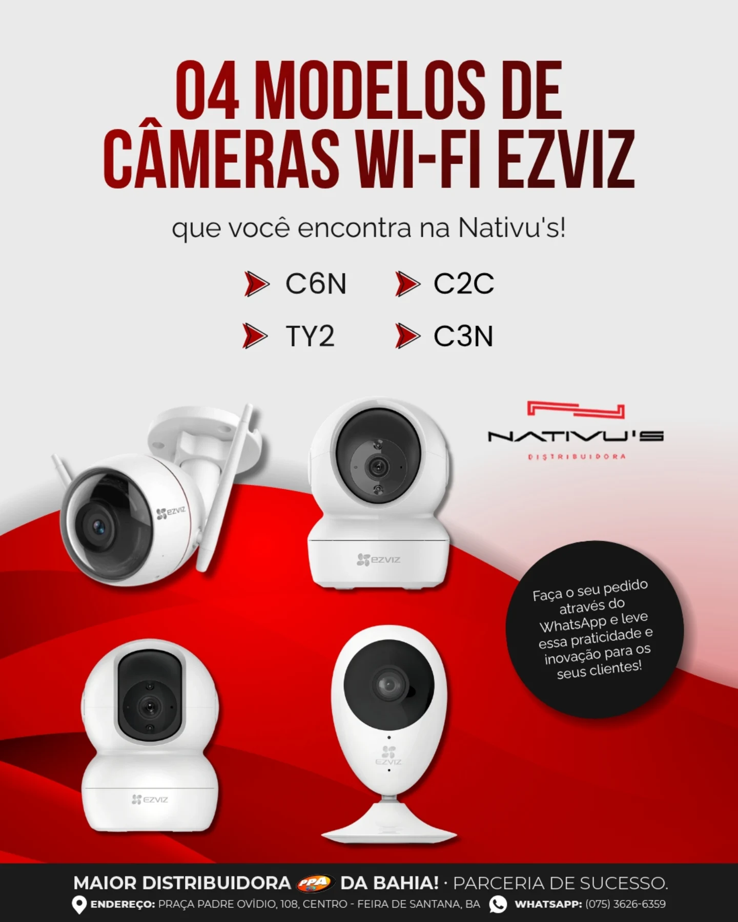 Hoje, destacamos 4 modelos de câmeras EZVIZ que você encontra aqui: