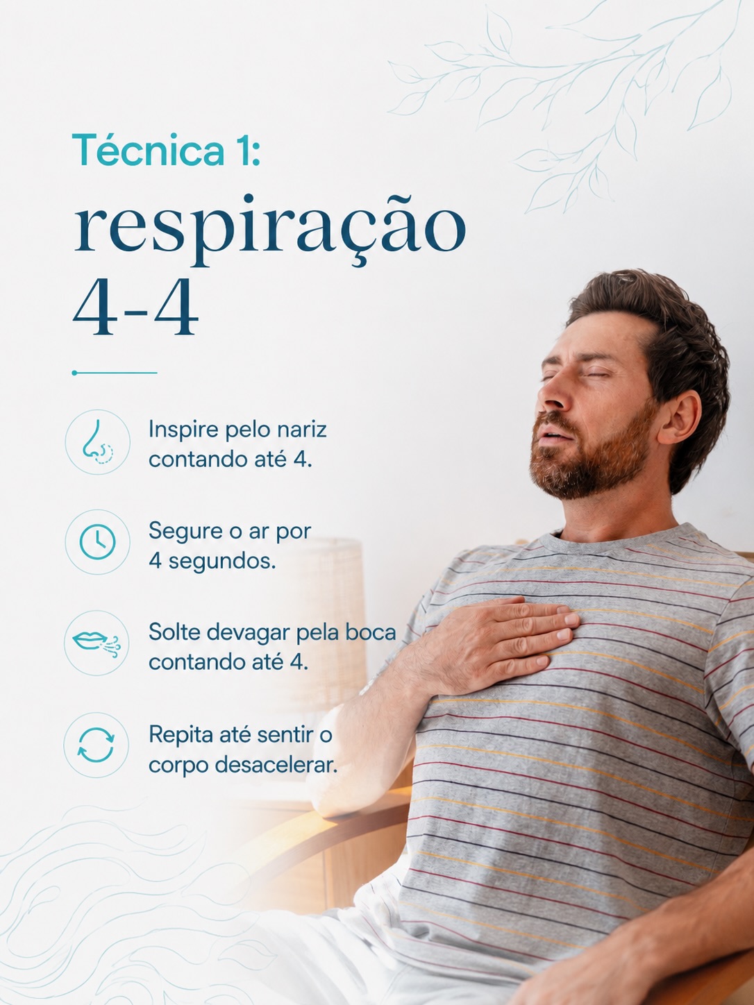 Durante uma crise de ansiedade, a respiração costuma ficar acelerada sem que a pessoa perceba.