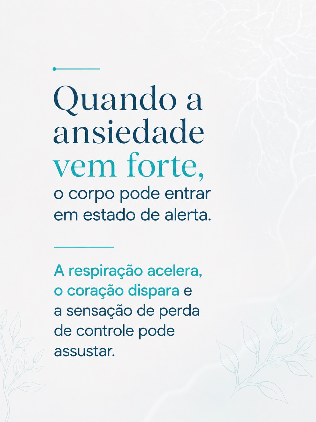 Durante uma crise de ansiedade, a respiração costuma ficar acelerada sem que a pessoa perceba.