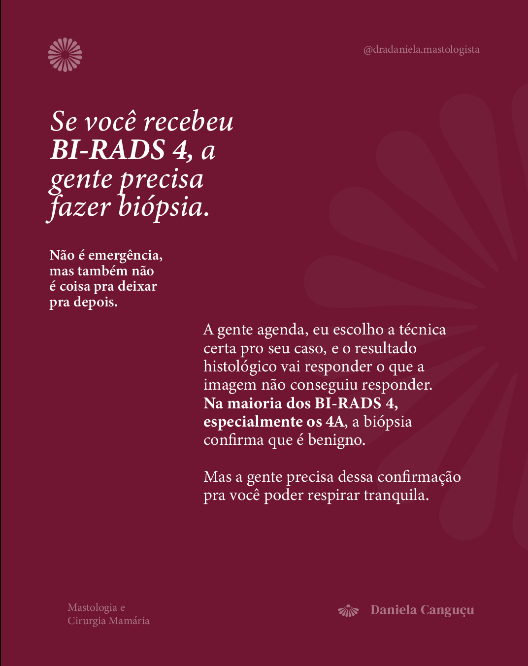 Nenhum dos dois é pra ser enfrentado sozinha, sem alguém que conduza cada etapa com você.