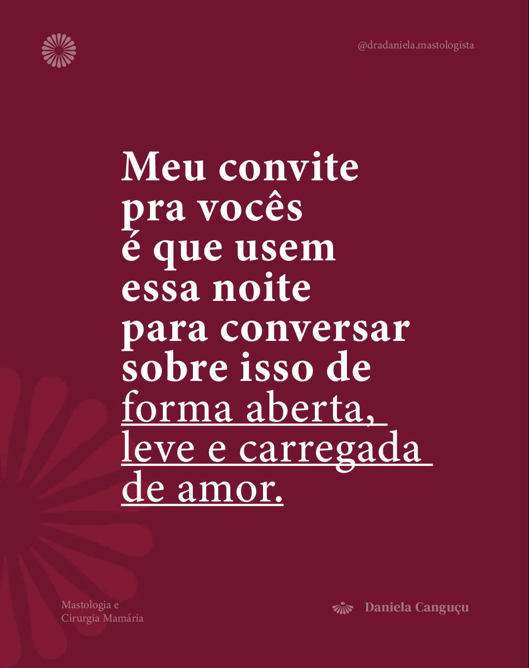 Tirem um momento para conversar sobre isso de forma aberta, leve e carregada de amor.