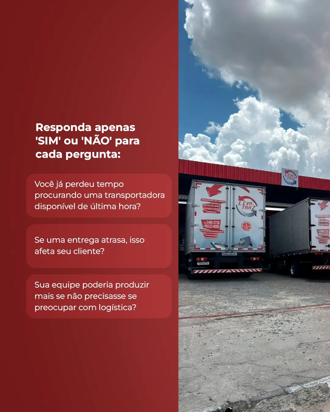 Você precisa do serviço de entrega de cargas?