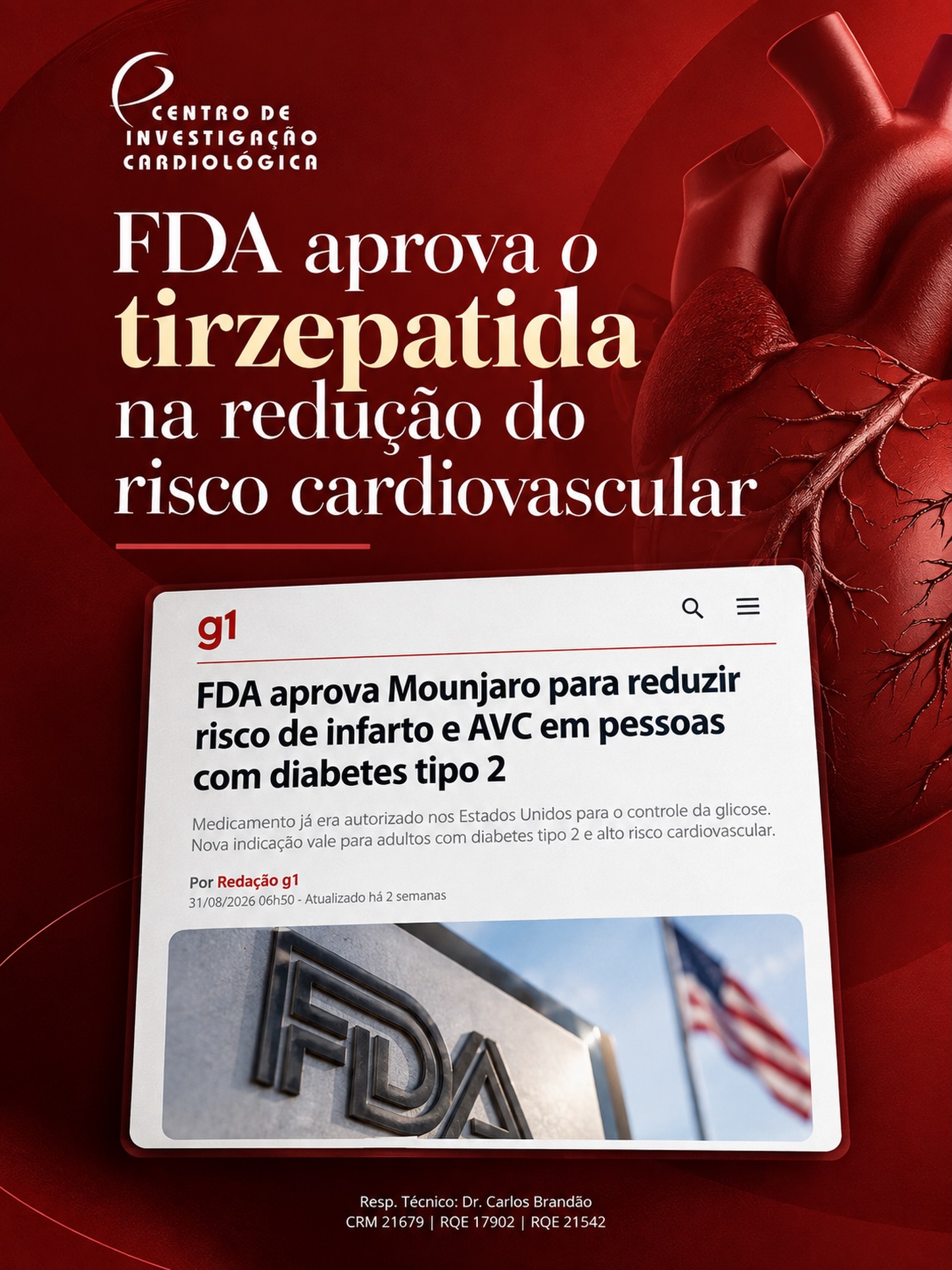 FDA aprova tirzepatida na redução  dos riscos cardiovasculates