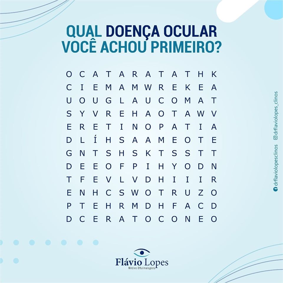 Qual doença ocular você encontrou primeiro!