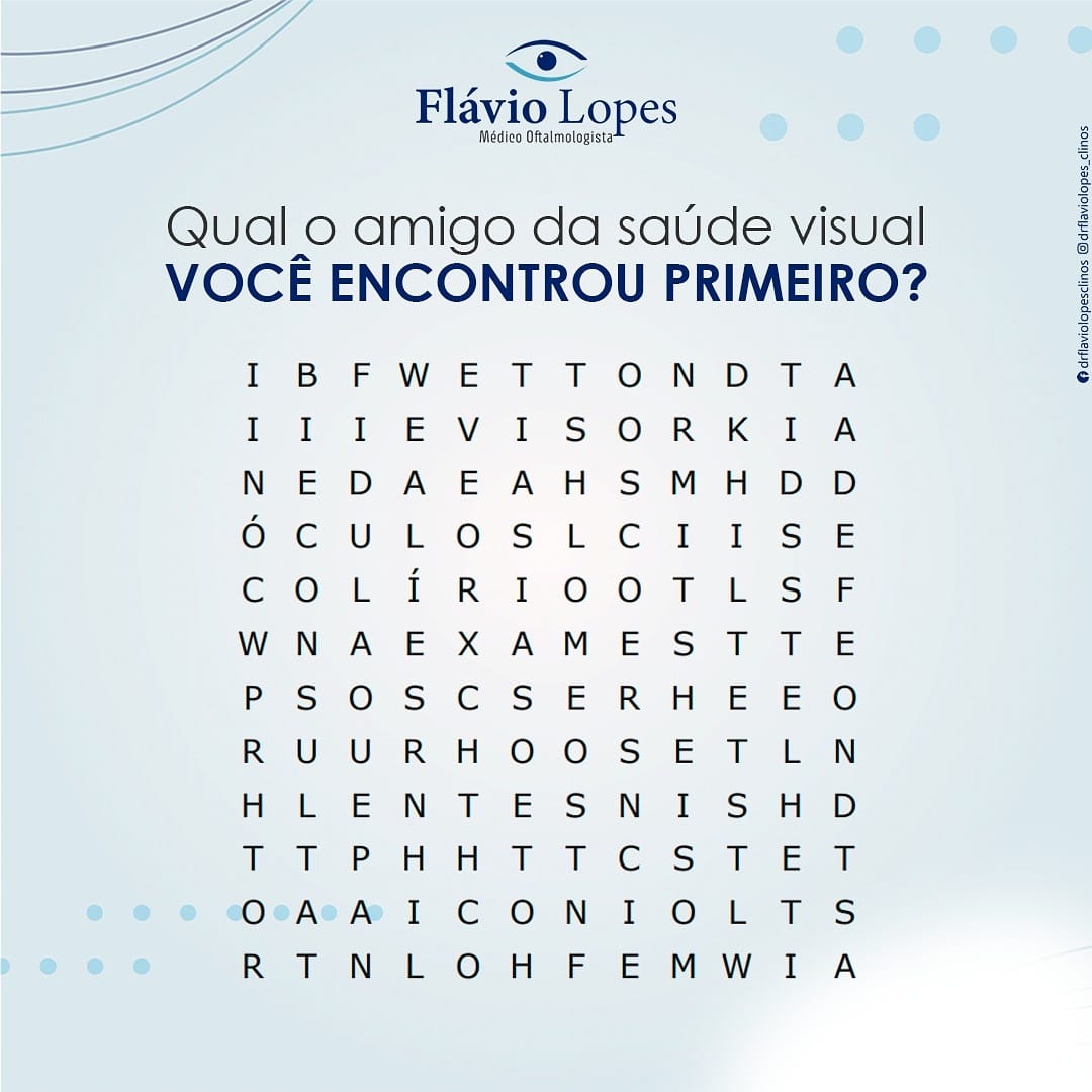 Caça palavras da saúde dos olhos!