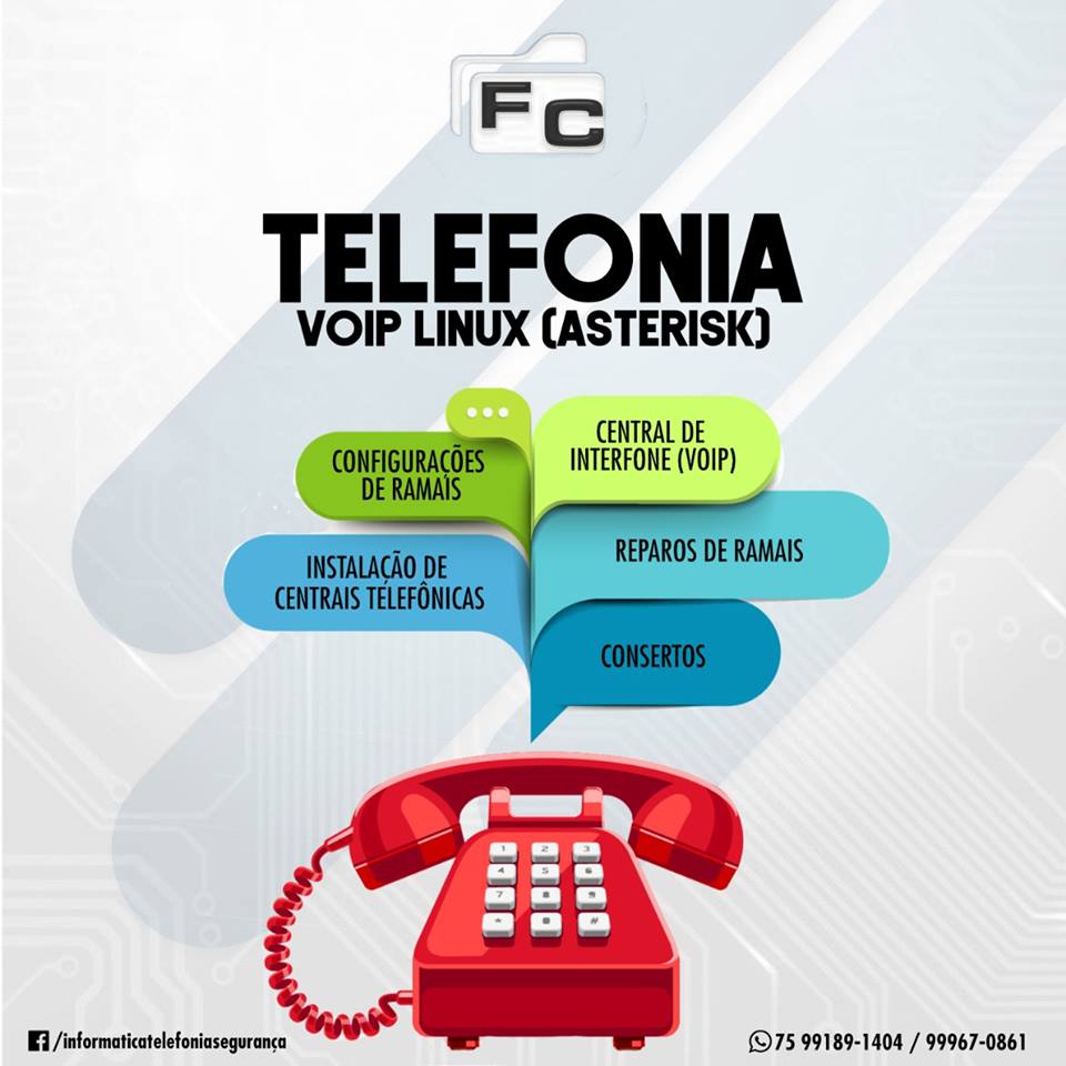 Serviços de Telefonia é com a FC Prestações de Serviço.