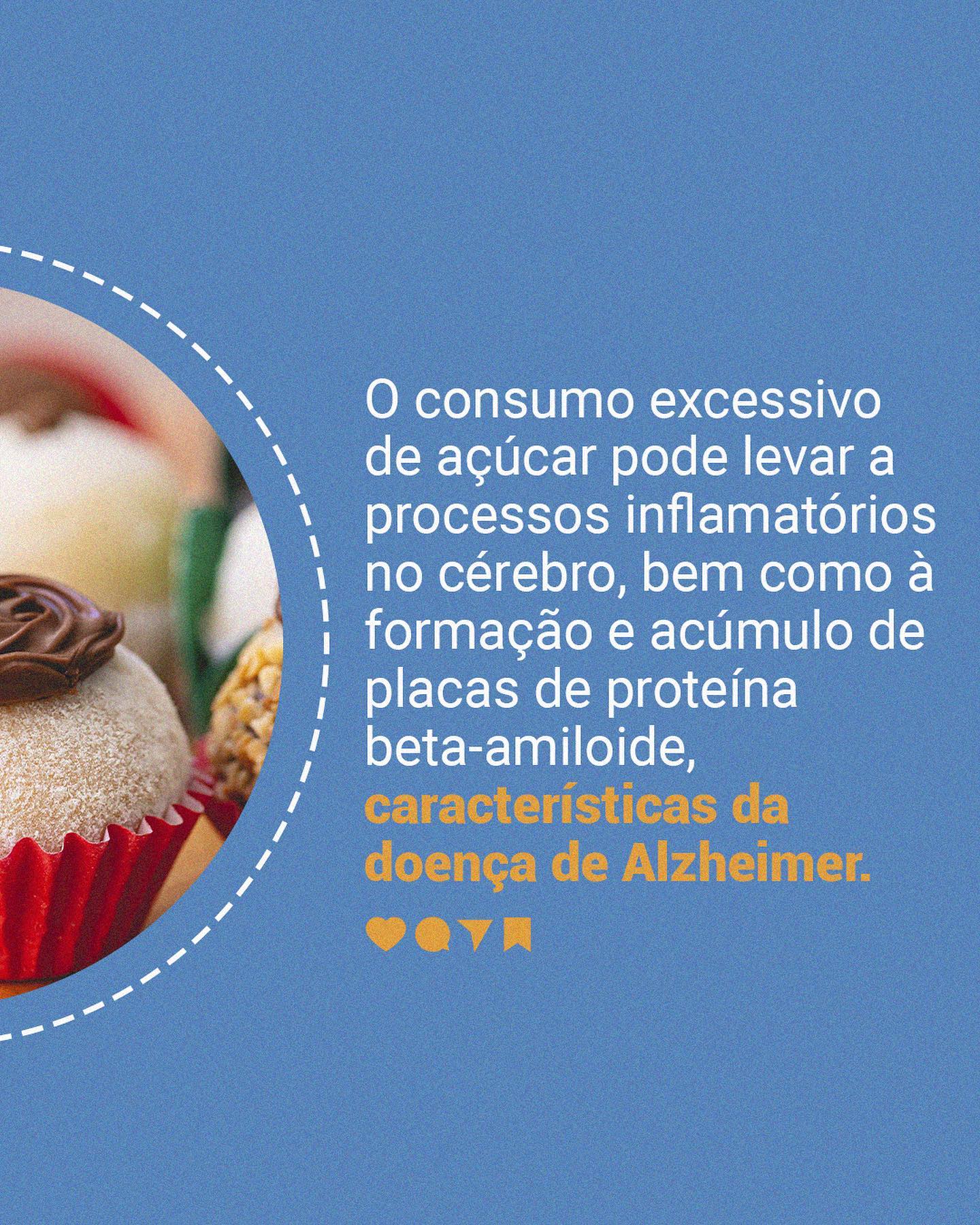 O consumo excessivo de açúcar pode levar a processos inflamatórios no cérebro.
